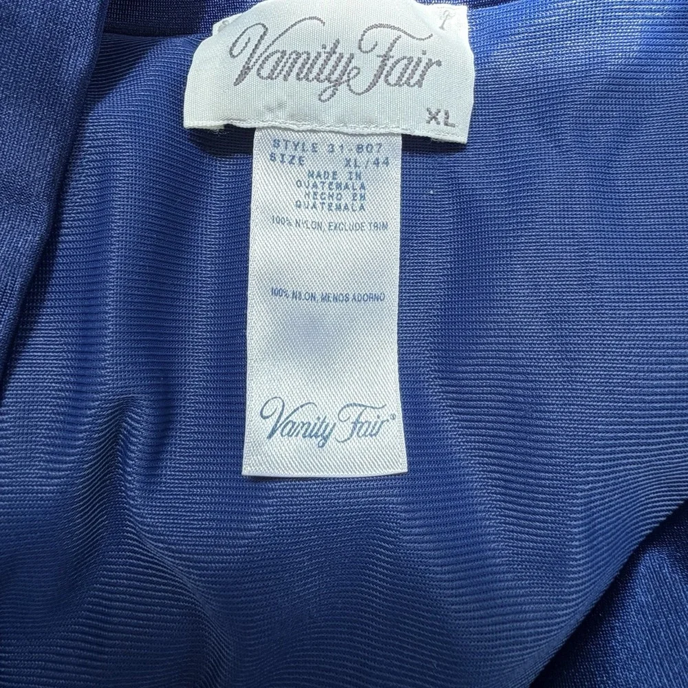 VANITY FAIR Nightgown Gown Robe Button Up Nylon Periwinkle Vintage XL Tradwife